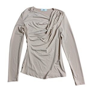 Suzy Shier Light Pink Draped Front Long Sleeve Top - Size XS
